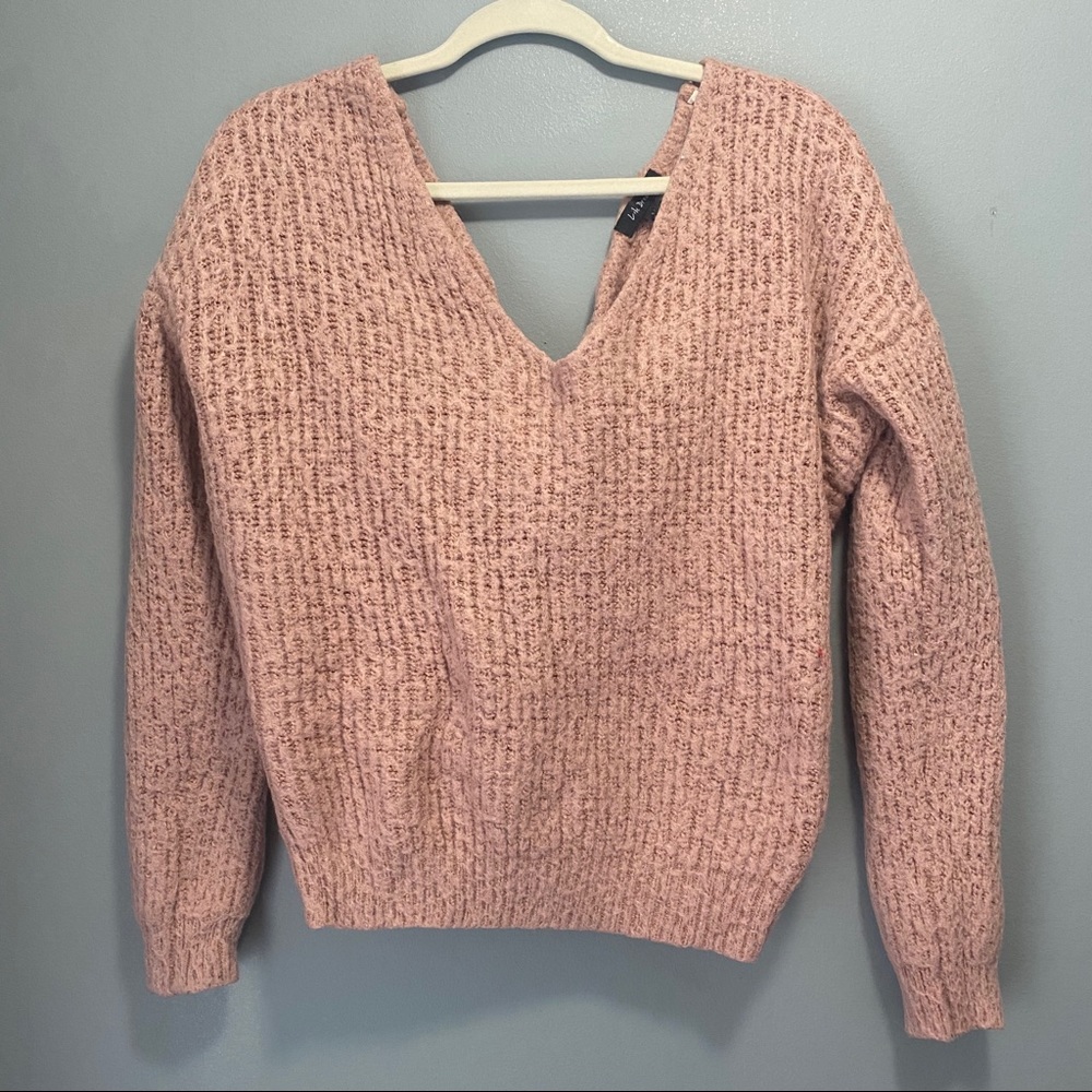 Twisted open back blush pink sweater Lilac Dream M